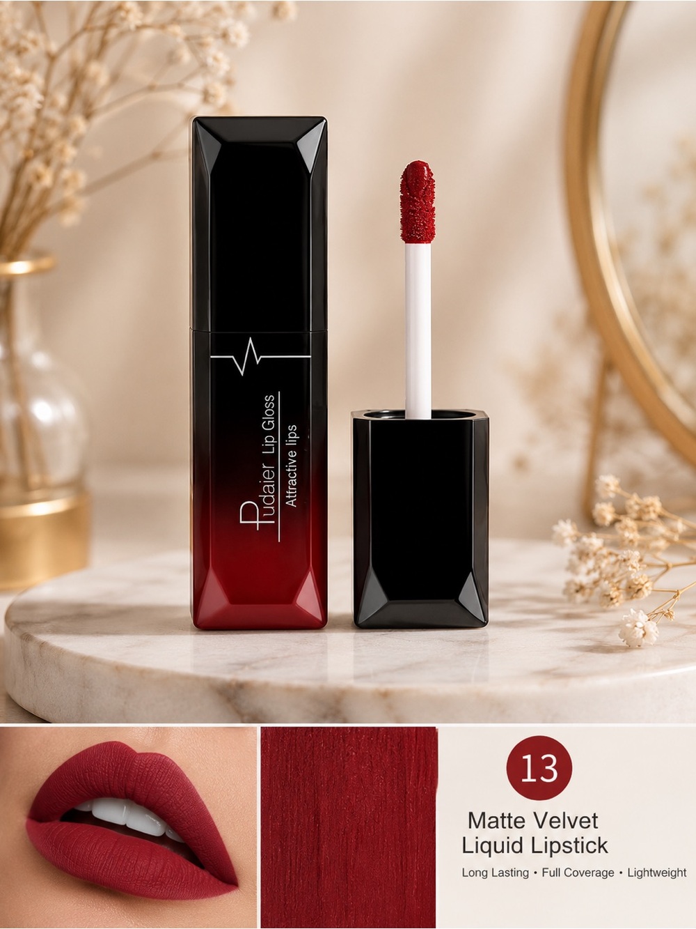 6/25 Matte Velvet Liquid Lipstick - Shade 13 Red